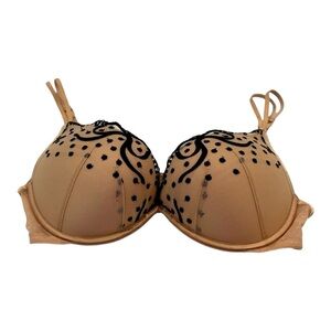 aerie Tan and Black Polka Dot Underwire Bra with Adjustable Straps